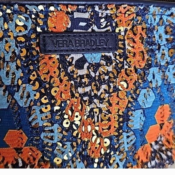 #437 Vera Bradley Sparkle Wristlet Marrakesh Beads NavyOrange Light Blue - Picture 2 of 7